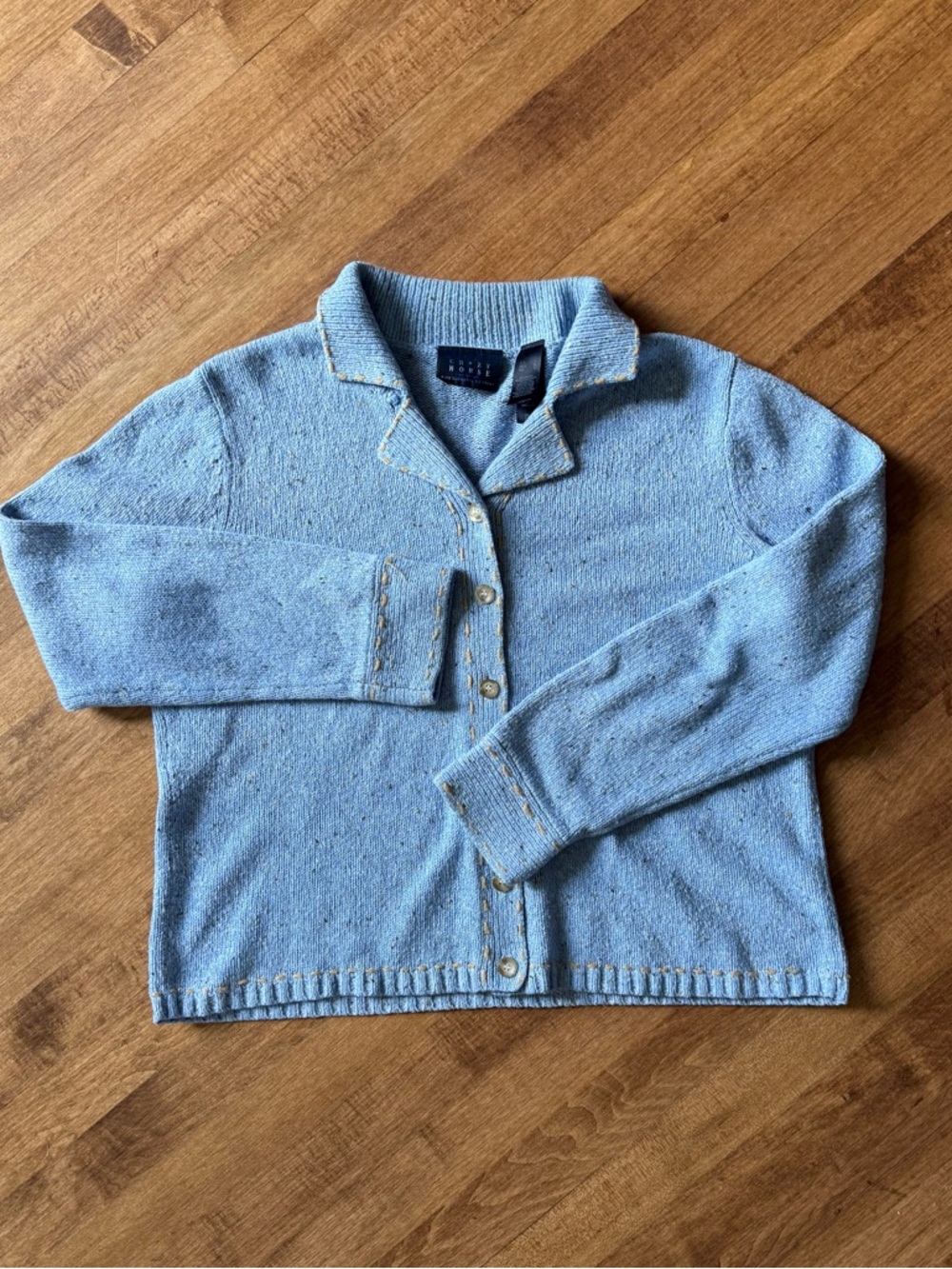 Crazy Horse Liz Claiborne Cardigan Sweater Blue cottagecore Large grandma